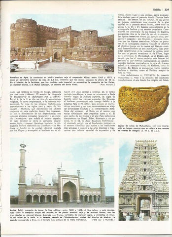 LAMINA MONITOR 0102: FORTALEZA DE AGRA. MEZQUITA DE JAMA EN DELHI INDIA