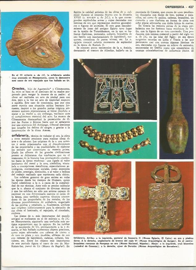 LAMINA MONITOR 0109: ORFEBRERIA DE MESOPOTAMIA EGIPTO Y POMPEYA