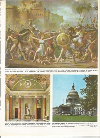 LAMINA MONITOR 0122: LAS SABINAS DE DAVID. CAPITOLIO DE WASHINGTON. INTERIOR DEL HEVENINGHAM HALL