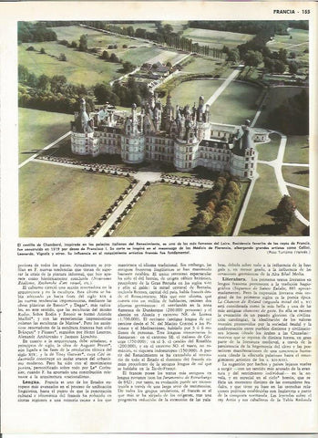 LAMINA MONITOR 0178: CASTILLO DE CHAMBORD EN FRANCIA