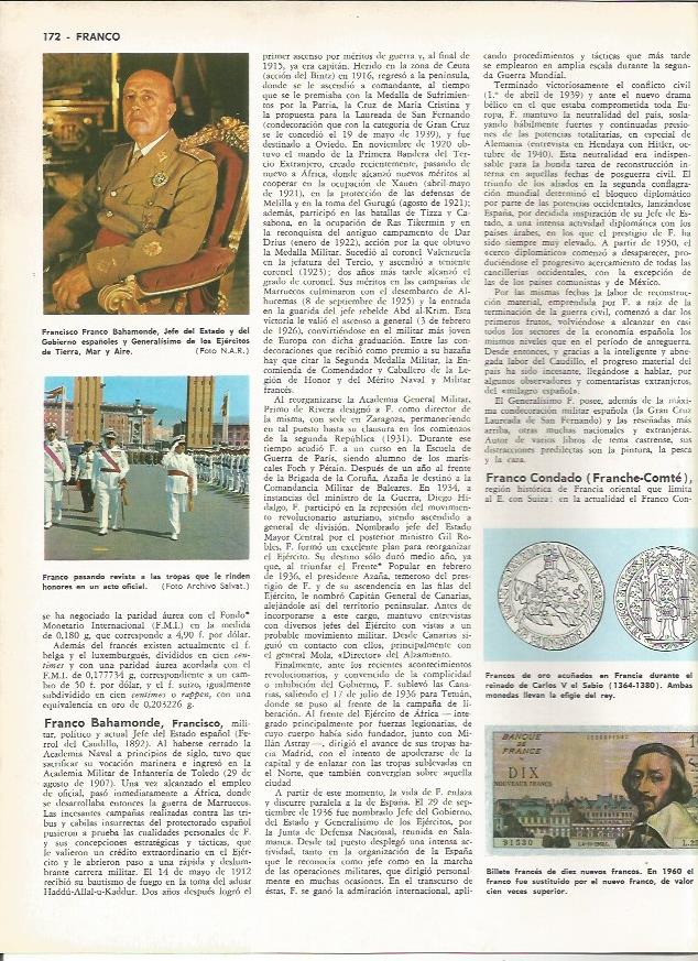 LAMINA MONITOR 0185: FRANCISCO FRANCO. BILLETES DE FRANCIA