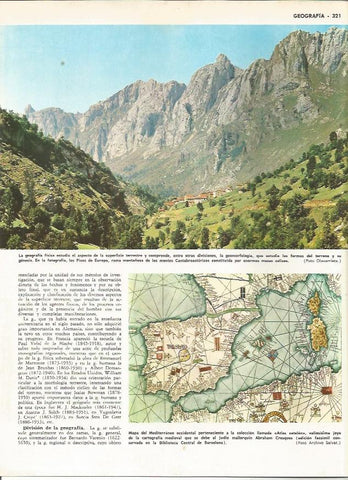 LAMINA MONITOR 0222: CORDILLERA CANTABRICA. MAPA DEL MEDITERRANEO HECHO POR ABRAHAM CRESQUES