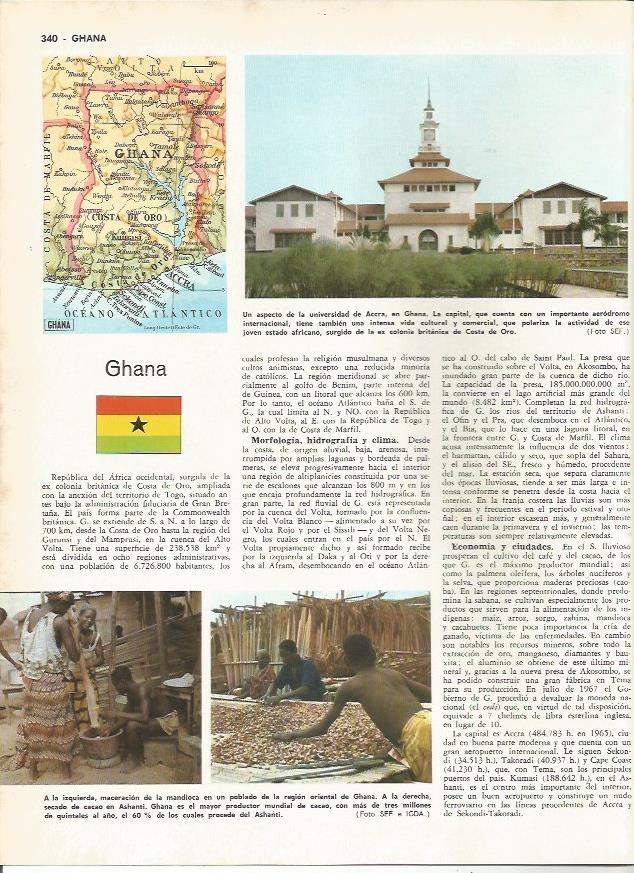 LAMINA MONITOR 0225: MAPA BANDERA Y VISTAS DE GHANA
