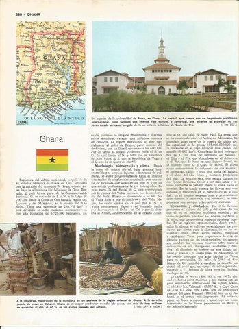 LAMINA MONITOR 0225: MAPA BANDERA Y VISTAS DE GHANA