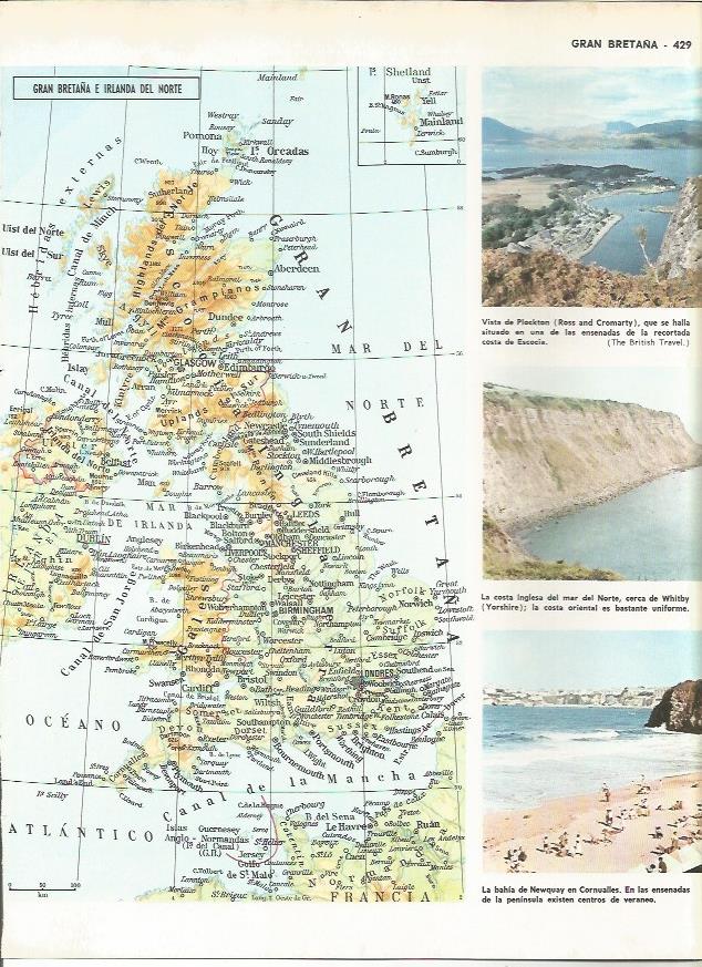 LAMINA MONITOR 0251: MAPA Y VISTAS DE GRAN BRETAÑA E IRLANDA DEL NORTE