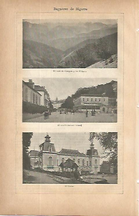 LAMINA ESPASA 9674: Vistas de Bagneres de Bigorre Francia