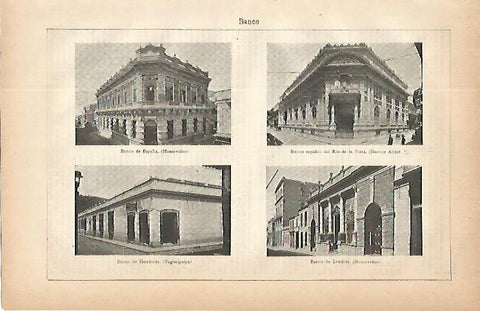 LAMINA ESPASA 9726: Sedes de Banco en Montevideo Buenos Aires y  Tegueigalpa