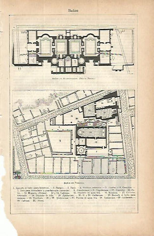 LAMINA ESPASA 9736: Baños de Pompeya y Baños de Badenweiler Alemania