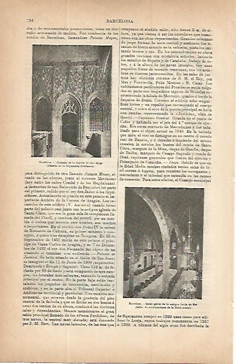LAMINA ESPASA 9763: Diputacion y Salon de la Lonja de Mar de Barcelona