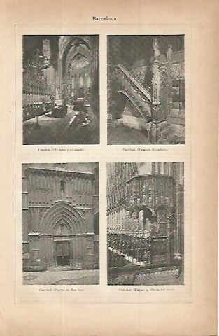 LAMINA ESPASA 9764: Vistas de la Catedral de Barcelona