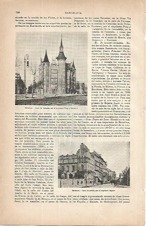 LAMINA ESPASA 9766: Casa Les Punxes y Casa Juncadella de Barcelona