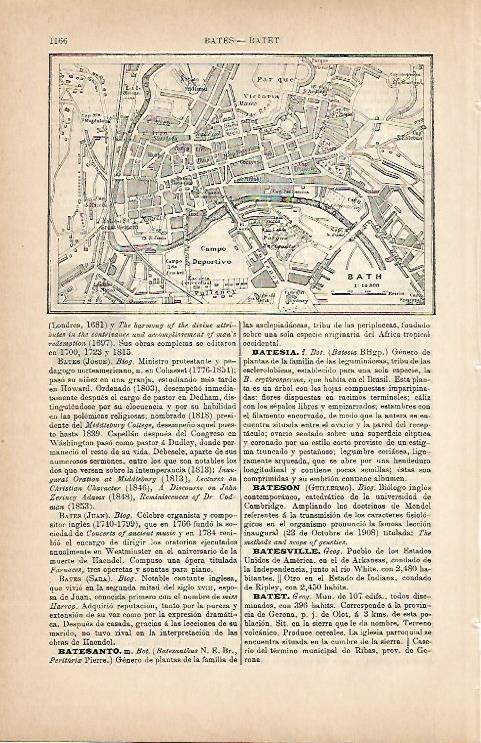 LAMINA ESPASA 9829: Plano de Bath Inglaterra