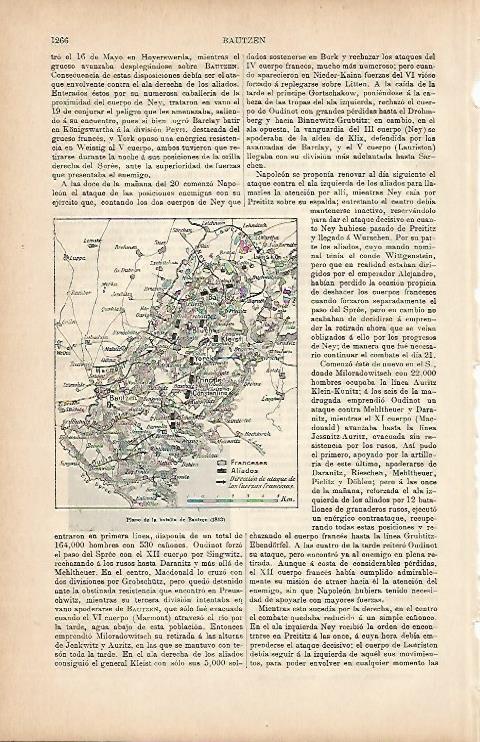 LAMINA ESPASA 9843: Mapa de la Batalla de Bautzen en 1813