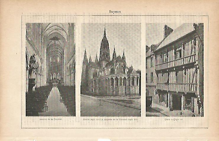 LAMINA ESPASA 9847: Catedral y casas de Bayeux Francia