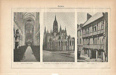 LAMINA ESPASA 9847: Catedral y casas de Bayeux Francia