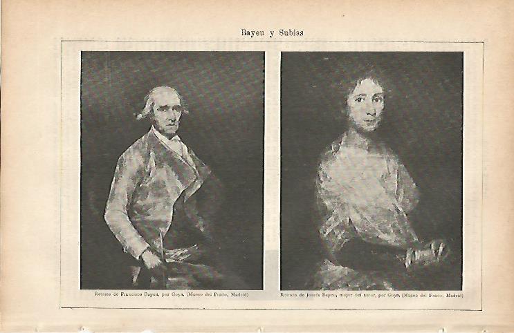 LAMINA ESPASA 9849: Retrato de Francisco Bayeu y de Josefa Bayeu por Goya