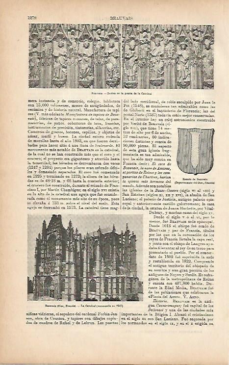 LAMINA ESPASA 9861: Escudo y Catedral de Beauvais Francia