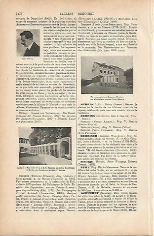 LAMINA ESPASA 9879: Horno crematorio de Hagen y Jardin de la Exposicion de la AEG de Berlin