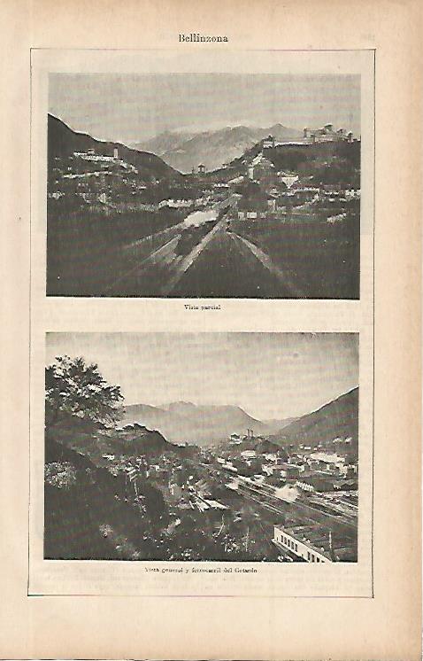 LAMINA ESPASA 9904: Vistas de Bellinzona Suiza