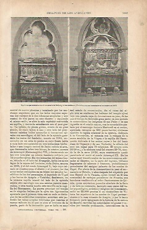 LAMINA ESPASA 9908: Sepulcros del monasterio de Bellpuig Lleida