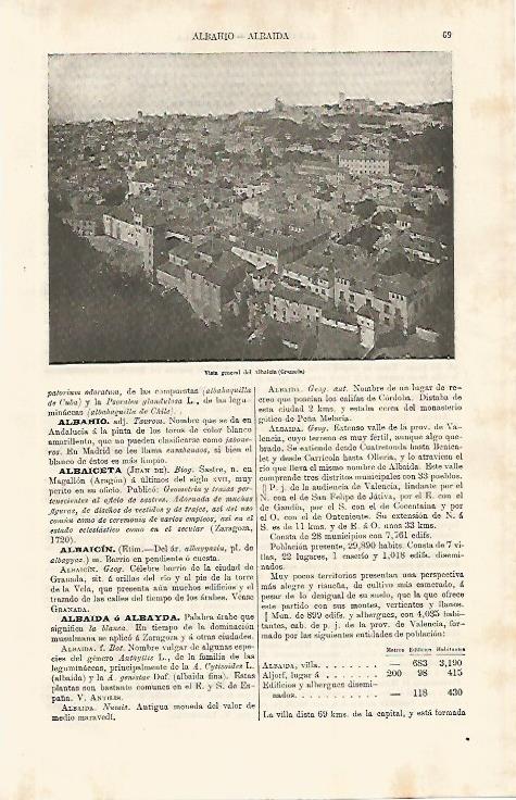 LAMINA ESPASA 9925: Vista del Albaicin de Granada