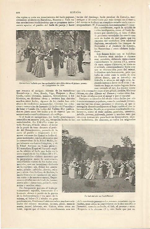 LAMINA ESPASA 10164: Colla de Sardana ganadora en Camprodo en 1904