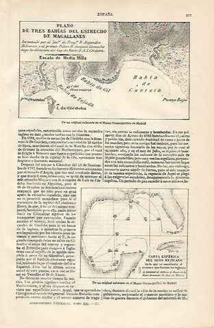 LAMINA ESPASA 10195: Plano de Tres Bahias del Estrecho de Magallanes