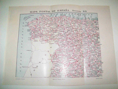 LAMINA ESPASA 10213: Mapa postal de España. Seccion NO