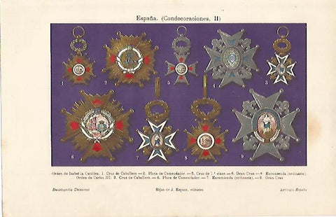 LAMINA ESPASA 10221: Condecoraciones de ordenes españolas