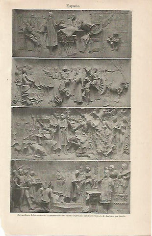 LAMINA ESPASA 10233: Relieves del Monumento de Susilo pro el Cuarto Centenario del Descubrimiento de America