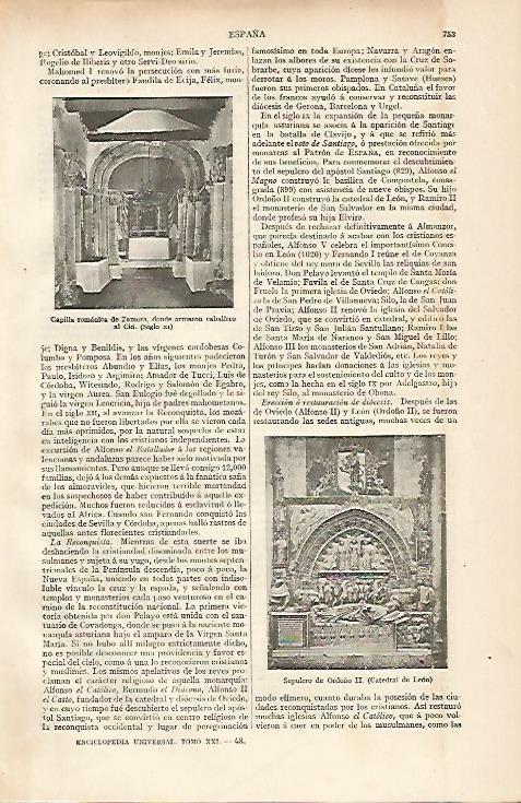 LAMINA ESPASA 10253: Capilla de Zamora donde se armo caballero al Cid
