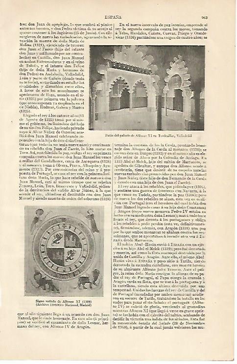 LAMINA ESPASA 10291: Palacio de Alfonso XI en Tordesillas Valladolid
