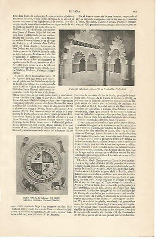 LAMINA ESPASA 10291: Palacio de Alfonso XI en Tordesillas Valladolid