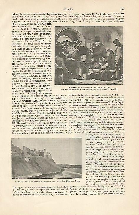 LAMINA ESPASA 10292: Entierro de Don Alvaro de Luna por E. Cano