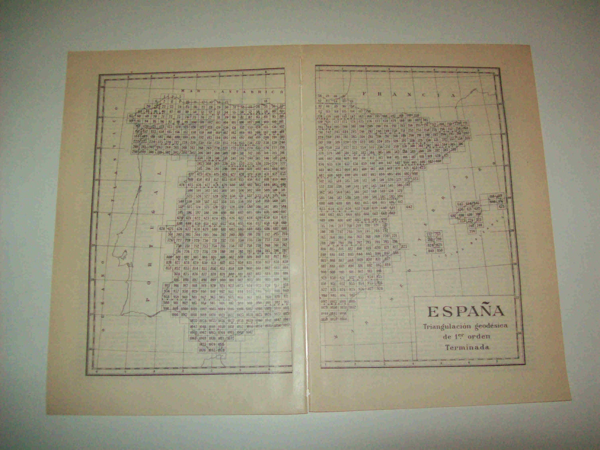 LAMINA ESPASA 10330: España: triangulacion geodesica de primer orden terminada