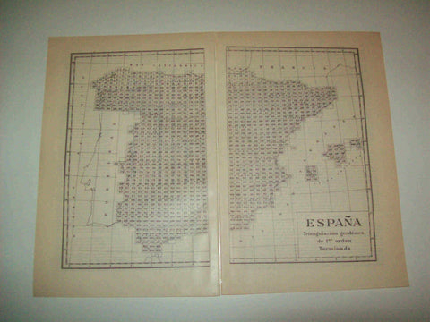 LAMINA ESPASA 10330: España: triangulacion geodesica de primer orden terminada