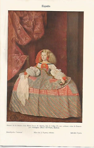 LAMINA ESPASA 10362: Retrato de la infanta Maria Teresa de Austria por Velazquez