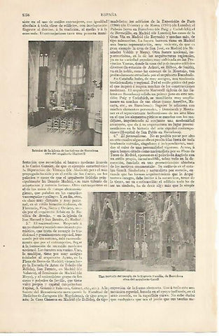 LAMINA ESPASA 10377: Iglesia de las Salesas de Barcelona y la Sagrada Familia de Gaudi