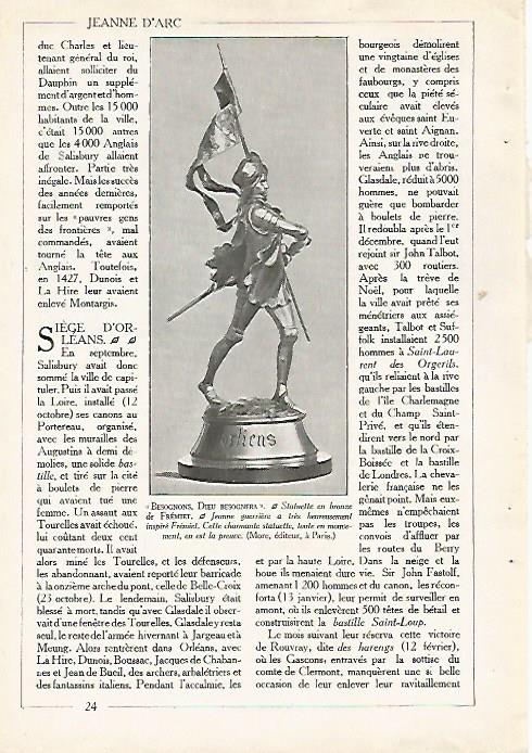 LAMINA 4494: Escultura de Juana de Arco guerrera por Fremiet