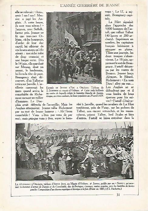LAMINA 4498: Entrada de Juana de Arco en Orleans por J. Scherrer