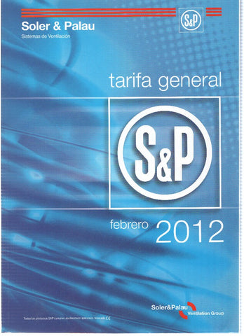 Catalogo: SyP SOLER Y PALAU, Sistemas de Ventilacion: Tarifa General 2012
