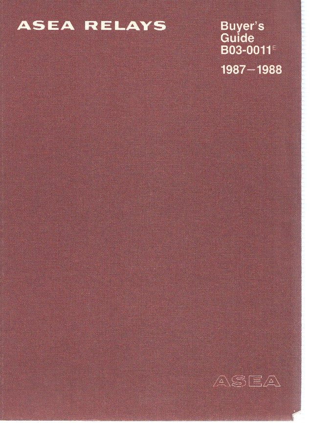 Catalogo: ASEA RELAYS: Buyer,s Guide B03-0011E (1987-1988)