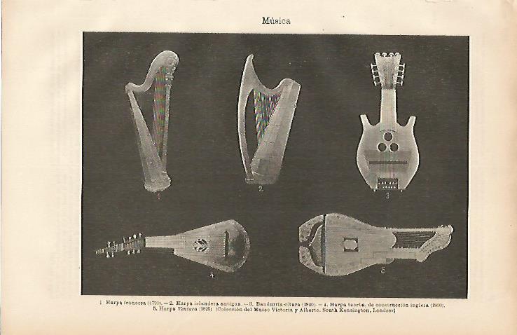 LAMINA ESPASA 10442: Harpas del Museo Victoria y Albert de Londres