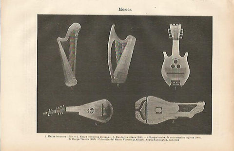 LAMINA ESPASA 10442: Harpas del Museo Victoria y Albert de Londres