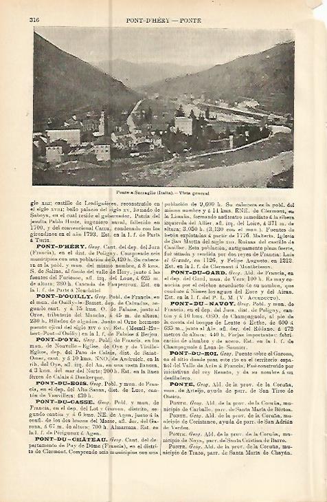 LAMINA ESPASA 10487: Vista de Ponte-a-Serraglio Italia