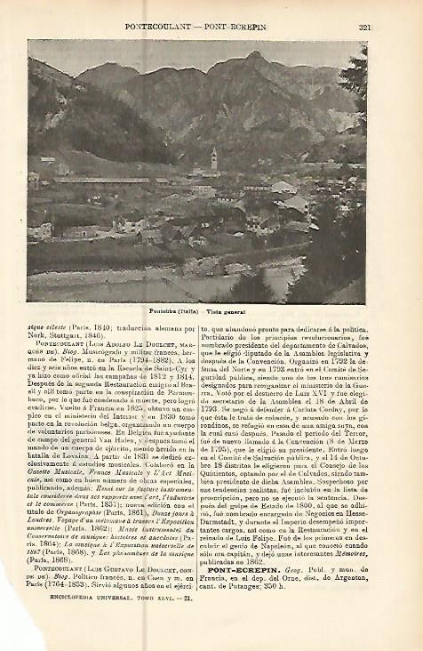 LAMINA ESPASA 10489: Vista de Pontebba Italia
