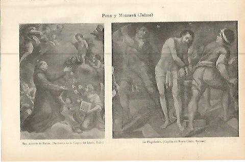 LAMINA ESPASA 10512: San Antonio Abad y La Flagelacion por Poz y Monrava