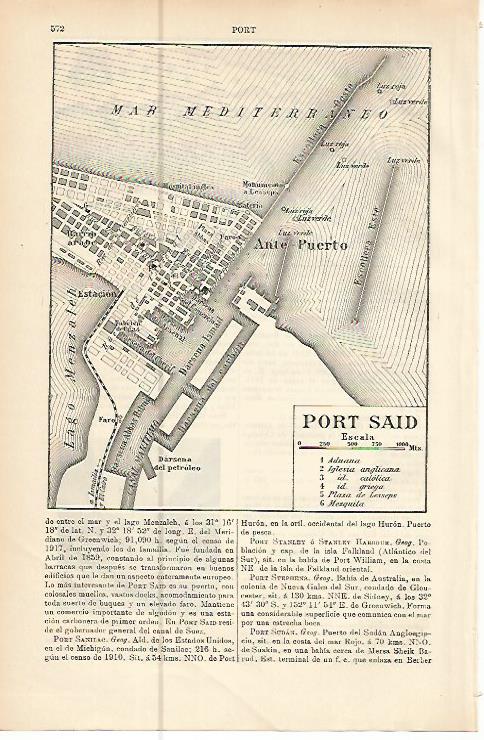 LAMINA ESPASA 10538: Plano de Port Said Egipto
