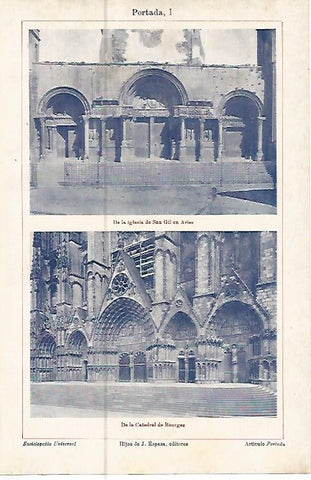 LAMINA ESPASA 10543: Iglesia de San Gil de Arles y Catedral de Burgos