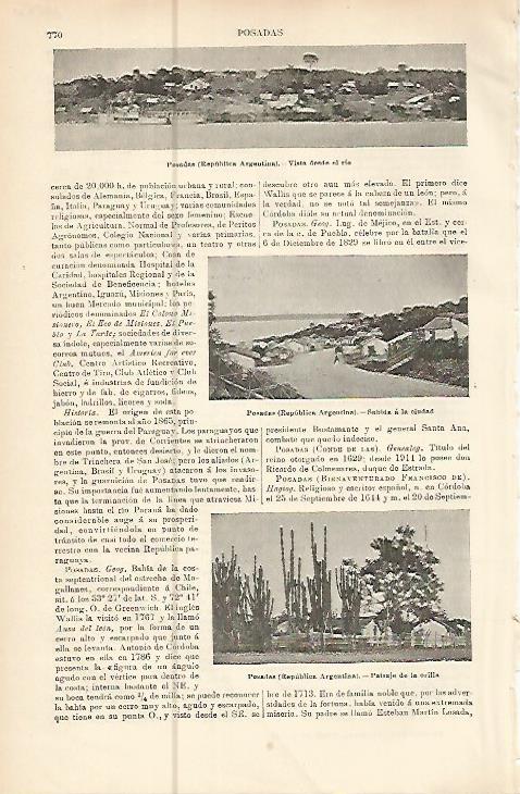 LAMINA ESPASA 10586: Vistas de Posadas Argentina